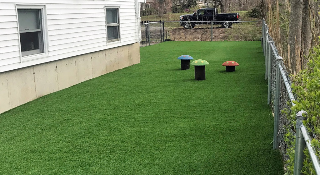 Artificial grass preschool playground