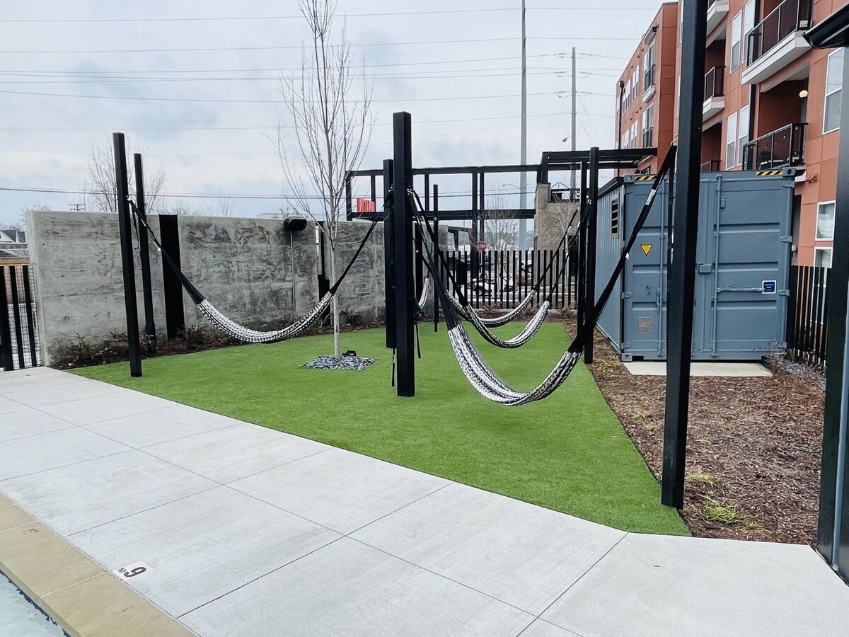 Artificial Grass Under Hammocks Nashville Multifamily