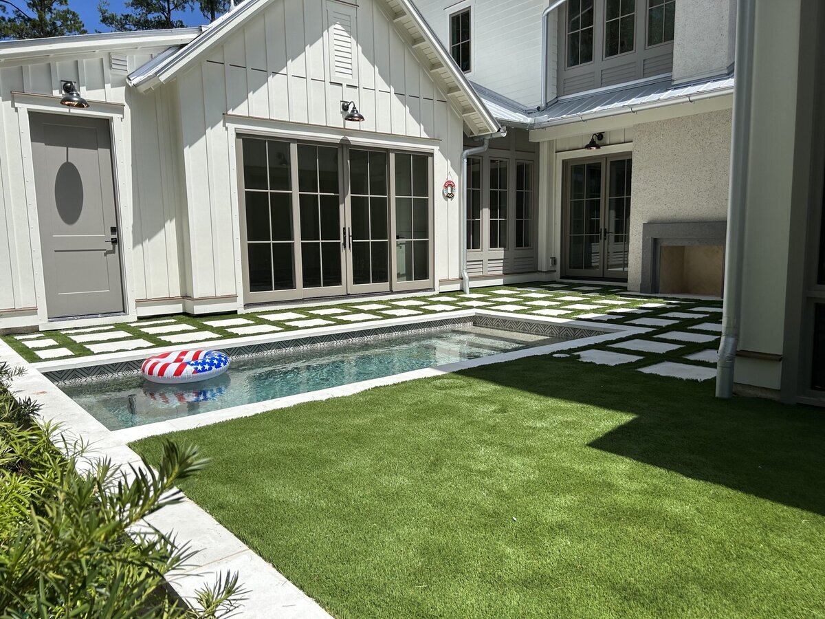Artificial Turf Around Pool With Pavers Bluffton