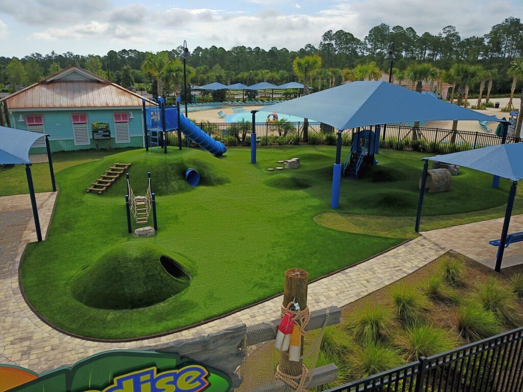 artificial turf playground at water park