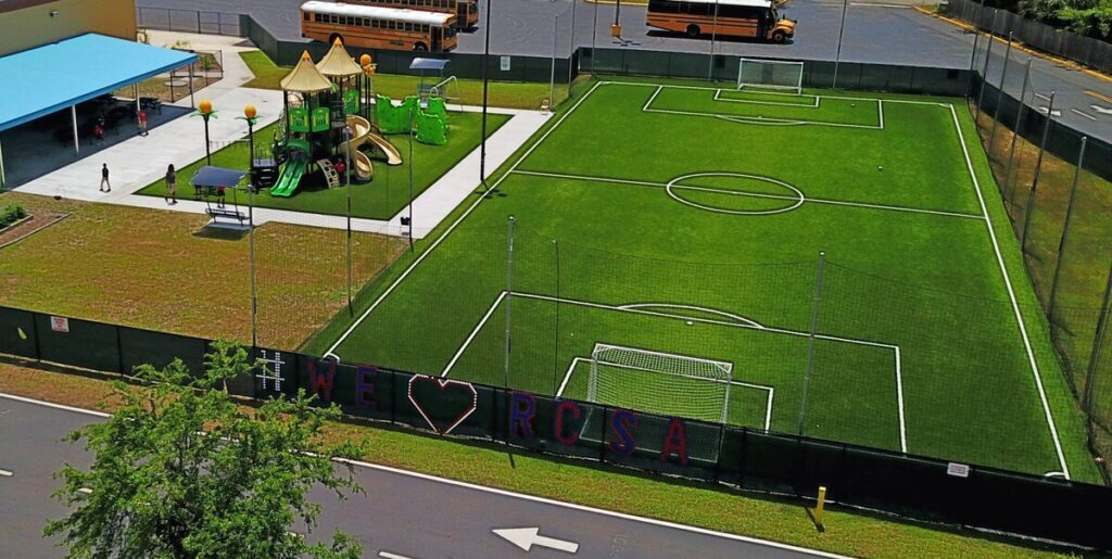 artificial turf soccer field and playground at school jacksonville
