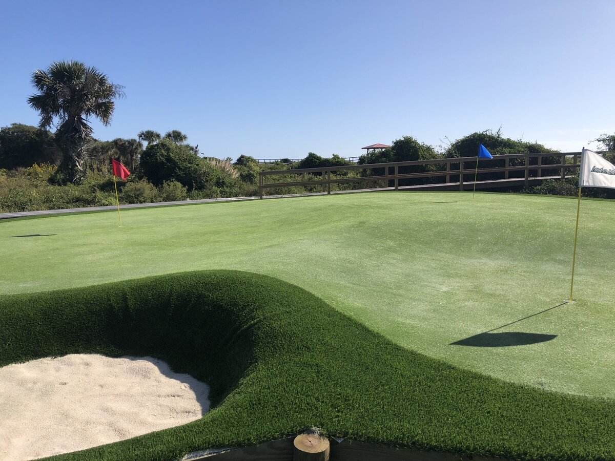 Backyard Putting Green with Bunker at Beach