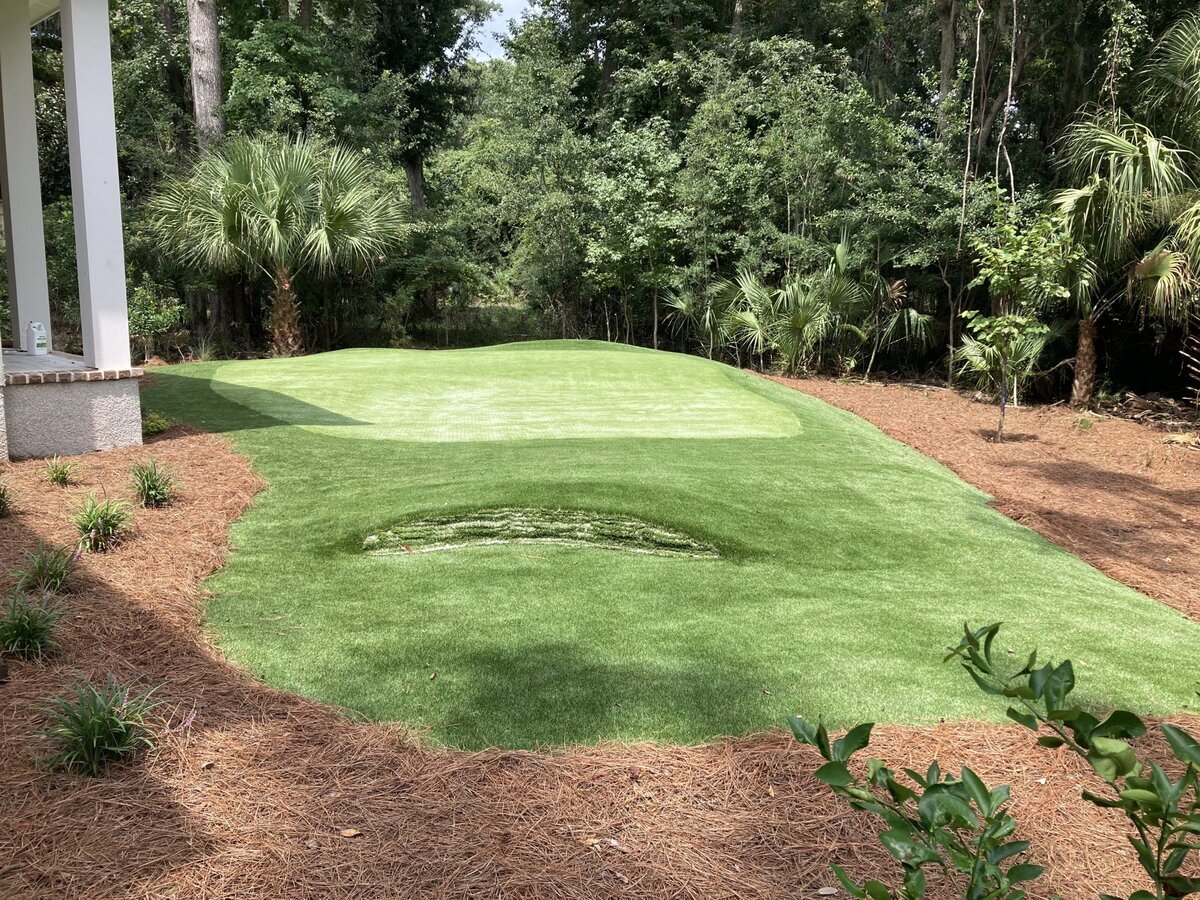 Backyard Putting Green With Eyebrow Bunker Bluffton