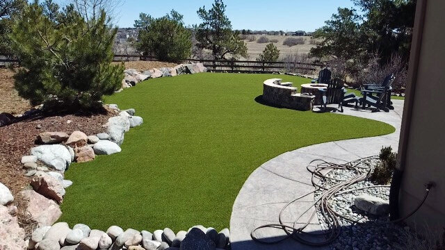 Denver Backyard Artificial Turf and Fire Pit