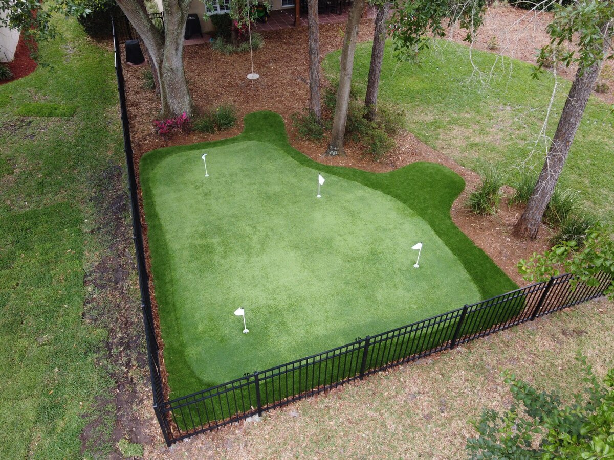 Drone Backyard Putting Green Jacksonville With Fringe