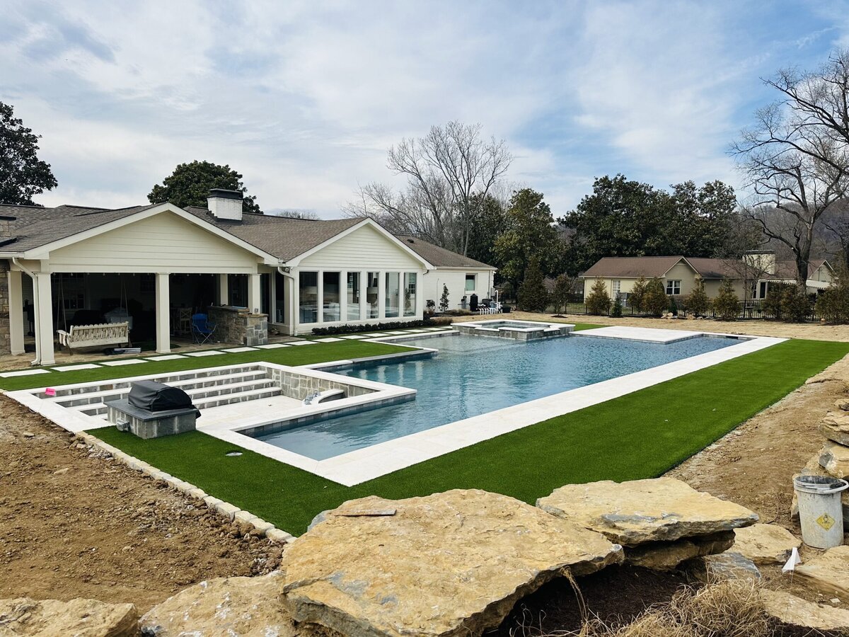 New Artificial Grass Lawn Around Pool in Nashville