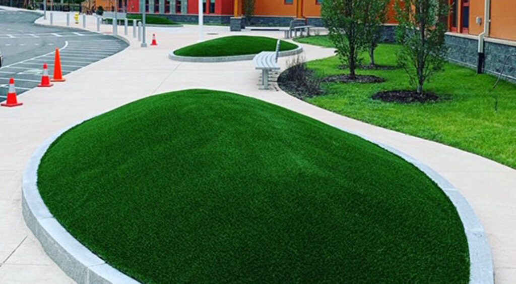 School front area artificial turf