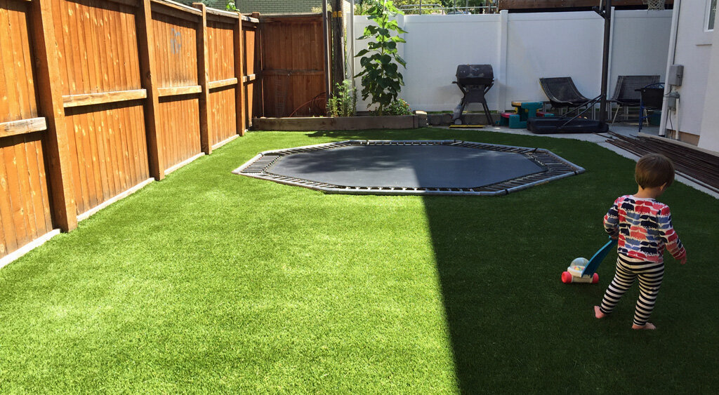 Synthetic Grass Built In Trampoline