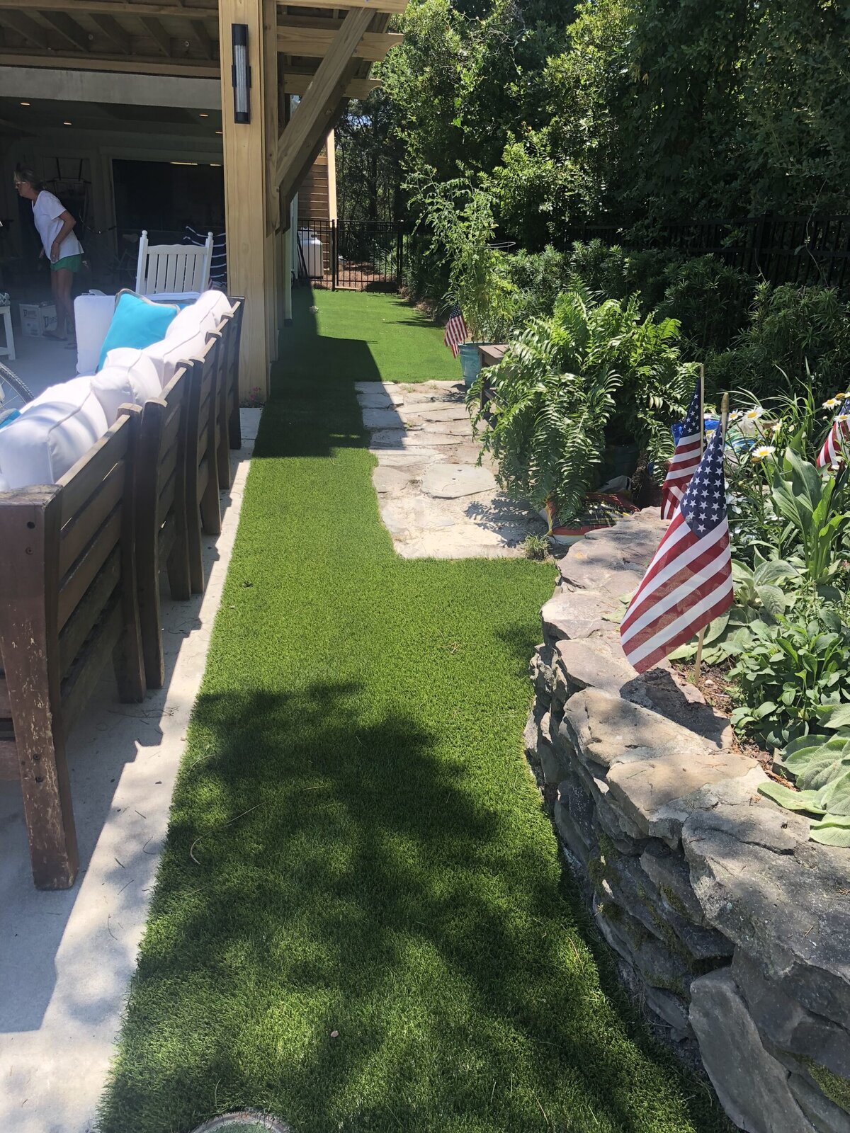 Synthetic Turf Filling Side Yard Charleston