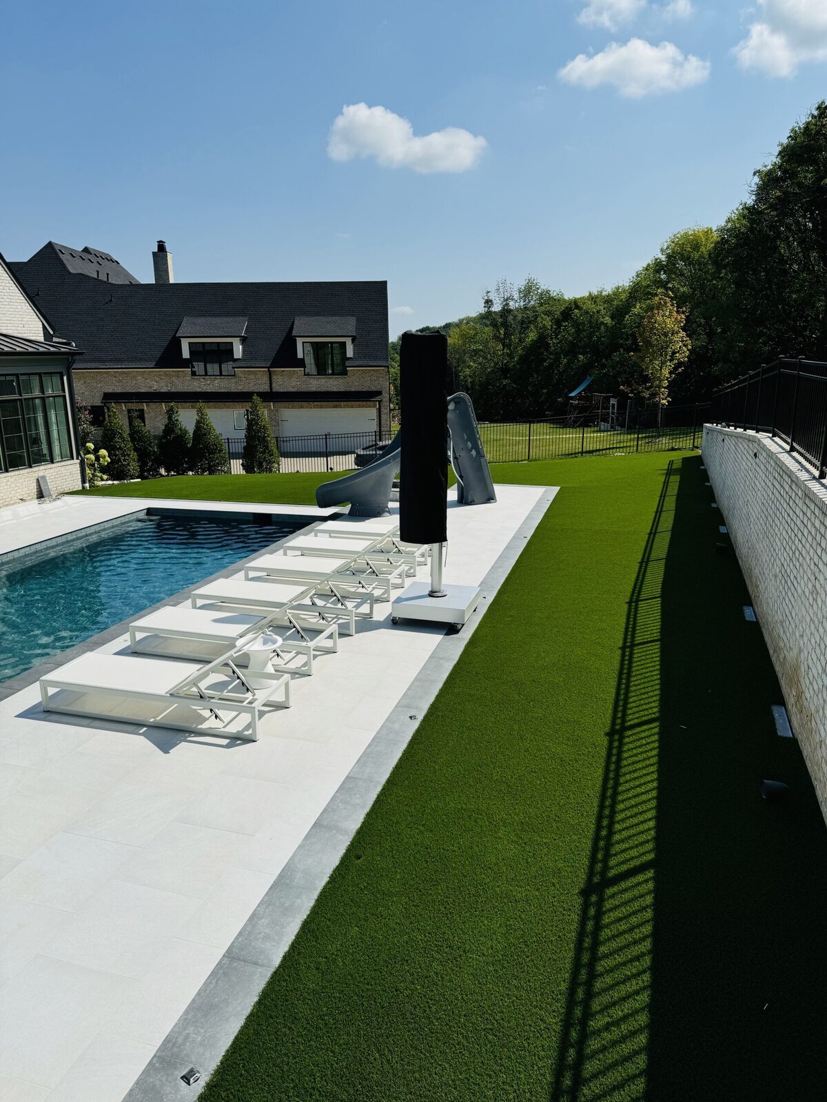 Turf Around Backyard Pool in Nashville No Maintenance
