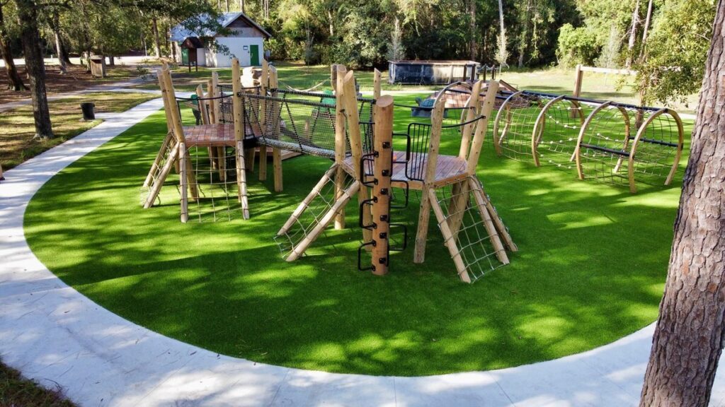 wooden playground over artificial grass jacksonville