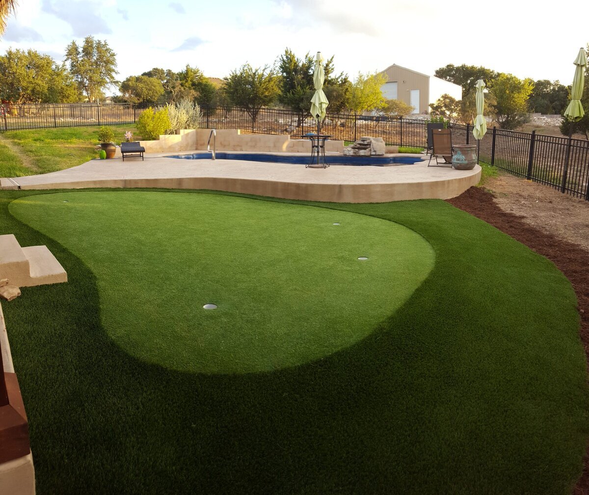 Backyard Putting Green Austin Next to Pool