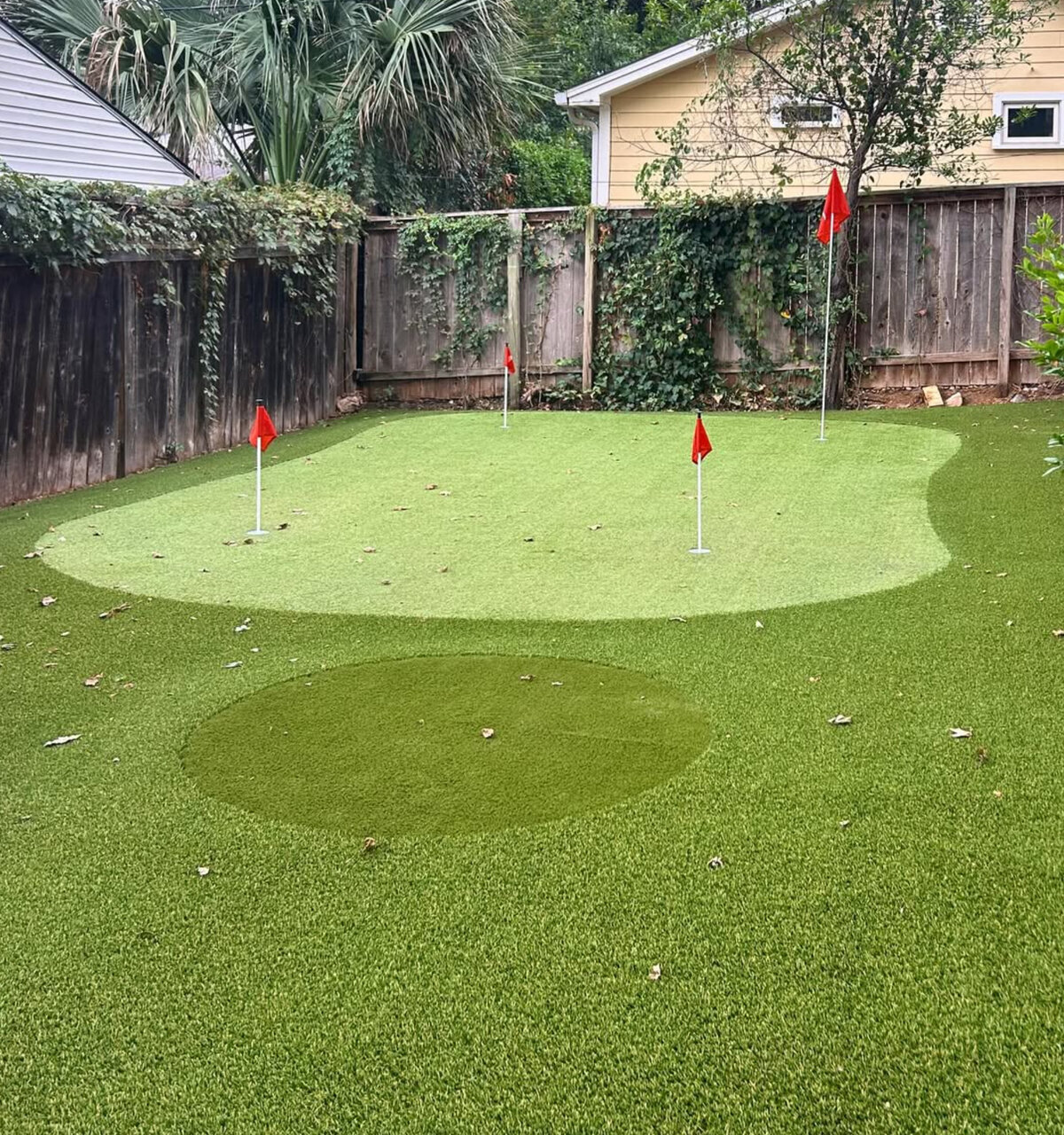 Chip Shot on Backyard Putting Green Austin