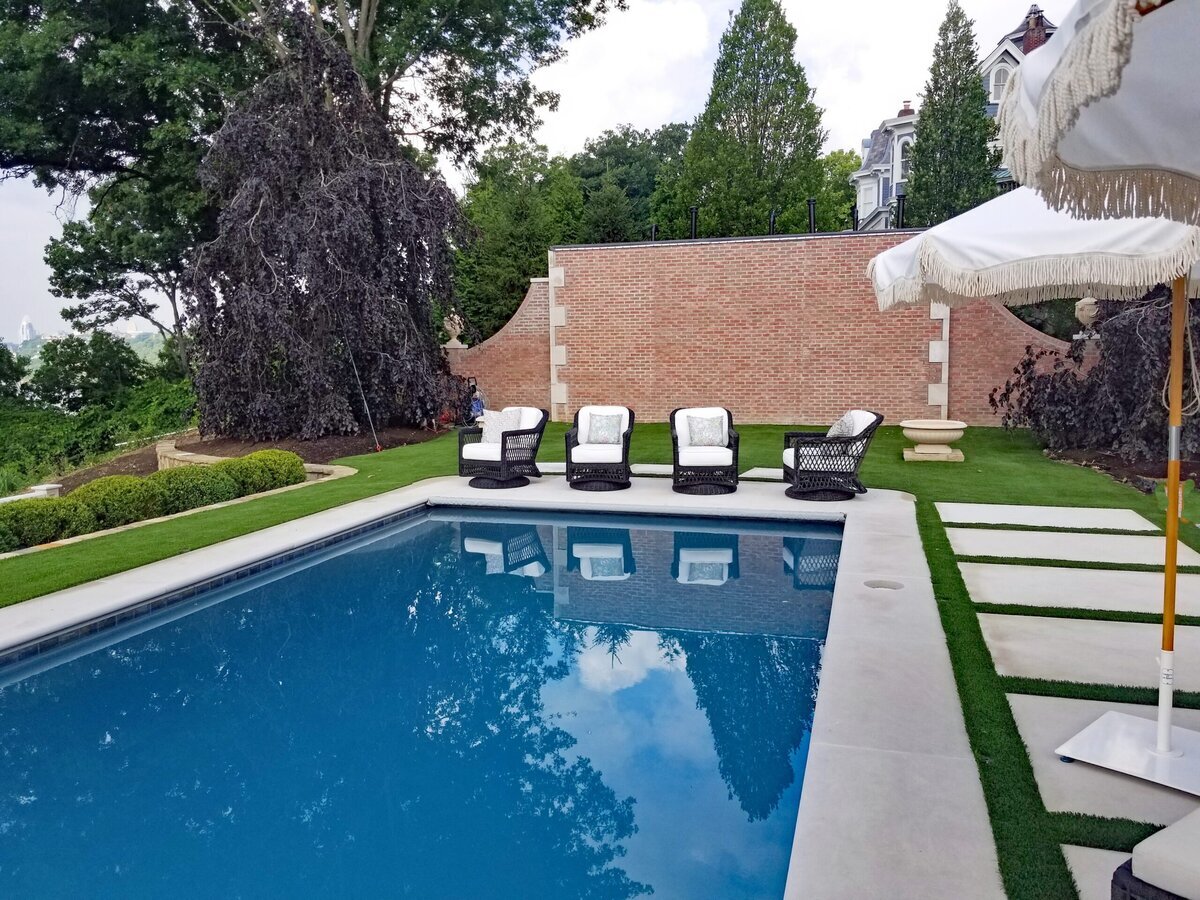 Artificial Turf Backyard Around Pool Deck