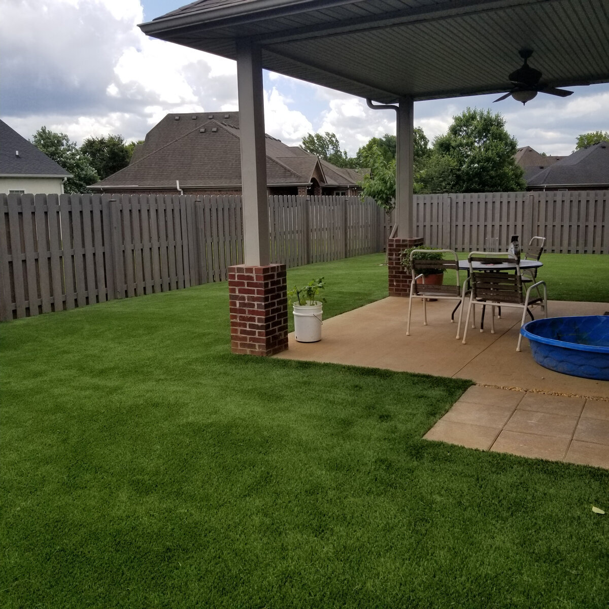 Artificial Turf Fenced in Yard Off Patio Louisville KY