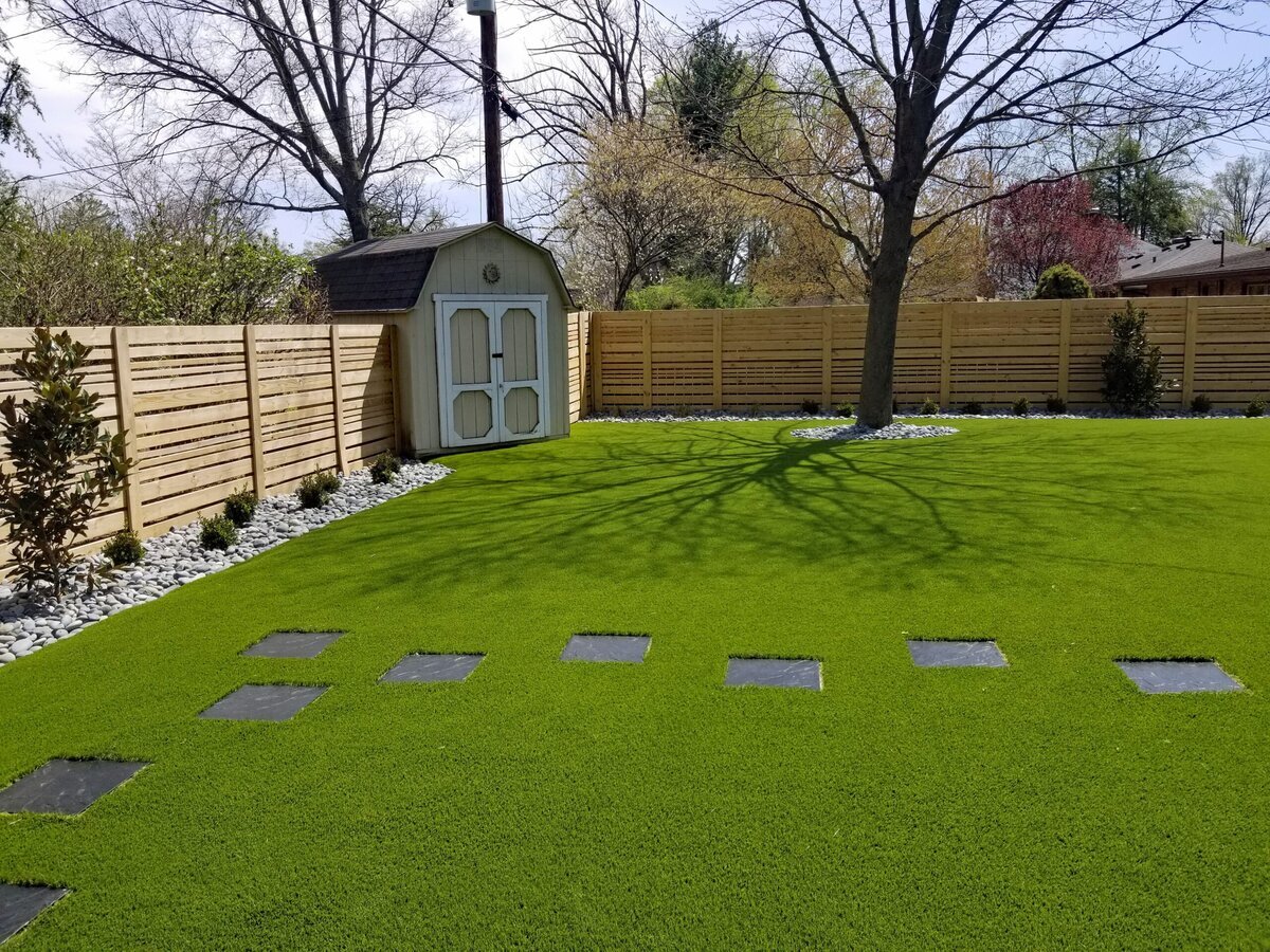 Backyard Turf with Stepping Stone Pavers Lexington KY