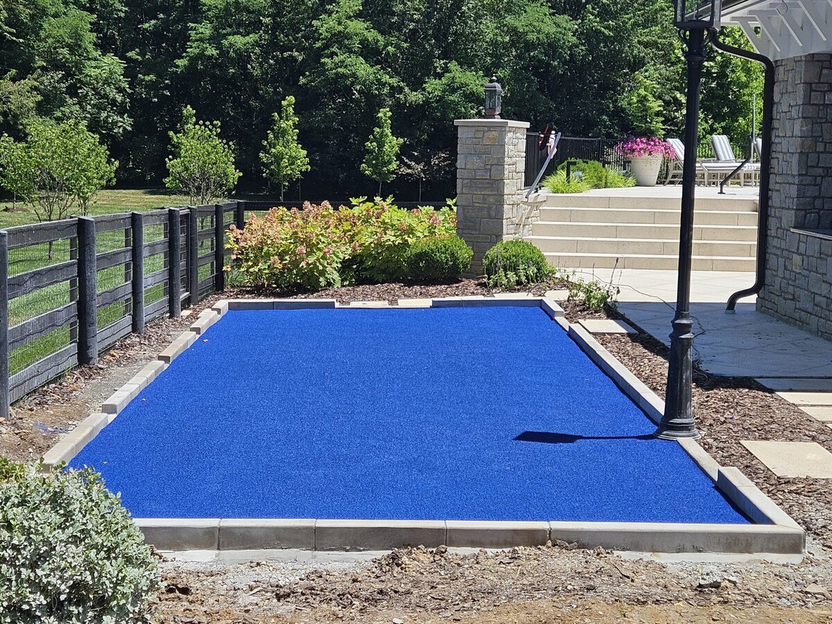 Blue Backyard Bocce Court Lexington Artificial Grass