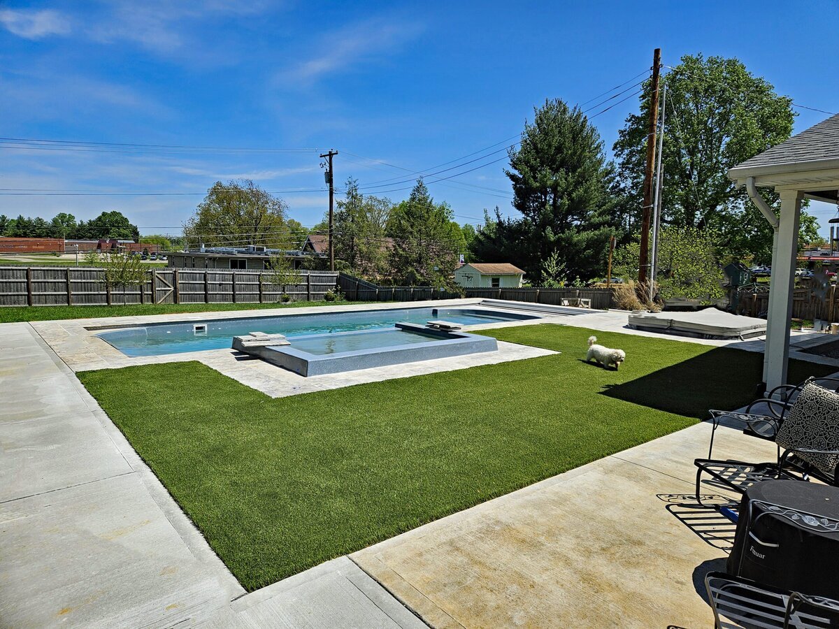 Artificial grass installed beside a pool