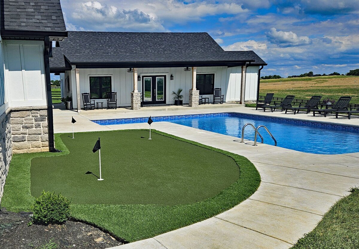 Lexington Backyard Putting Green Off Pool Deck