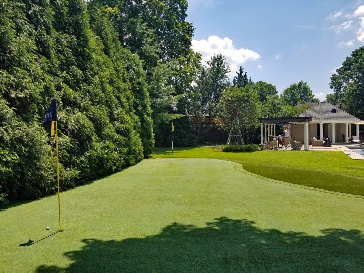 Putting Green with Fringe Turf Behind Pool