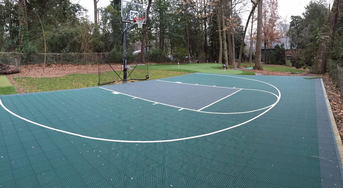 Basketball Court with Backyard Putting Green