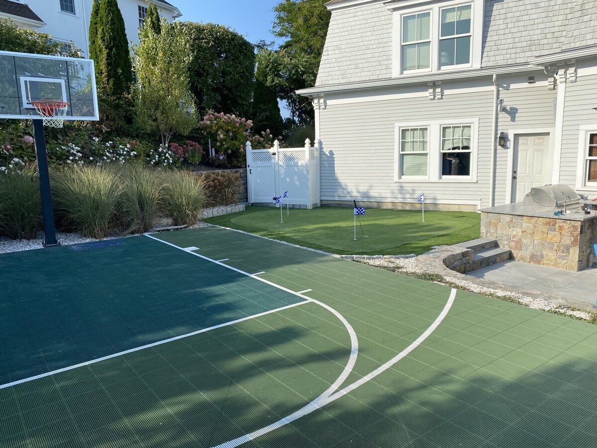 Boston Backyard Putting Green and Basketball Court