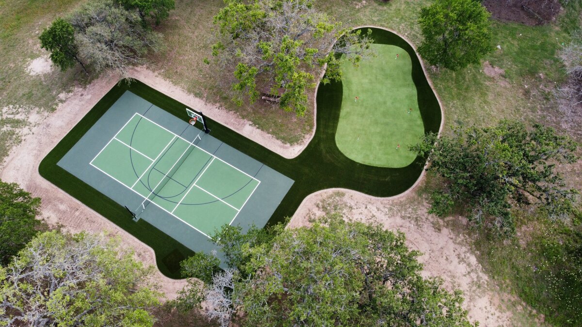Backyard Putting Green with Court for Pickle and Basketball