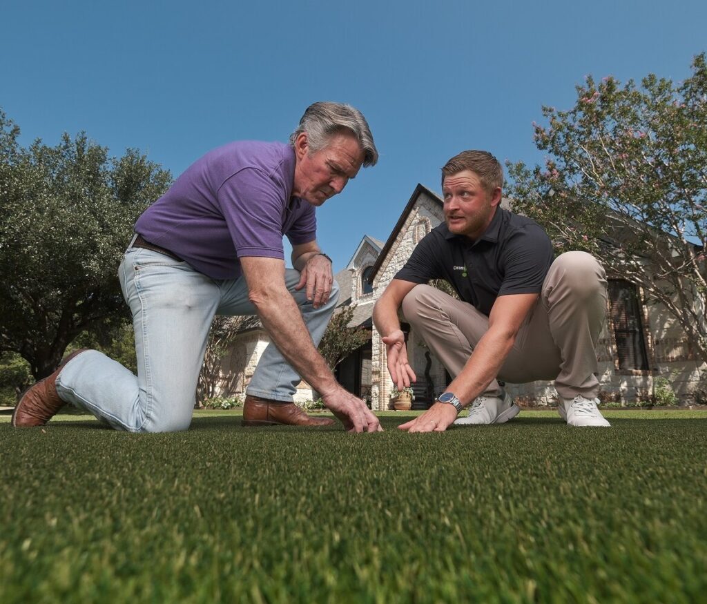 Grass365 franchise owners on a job site