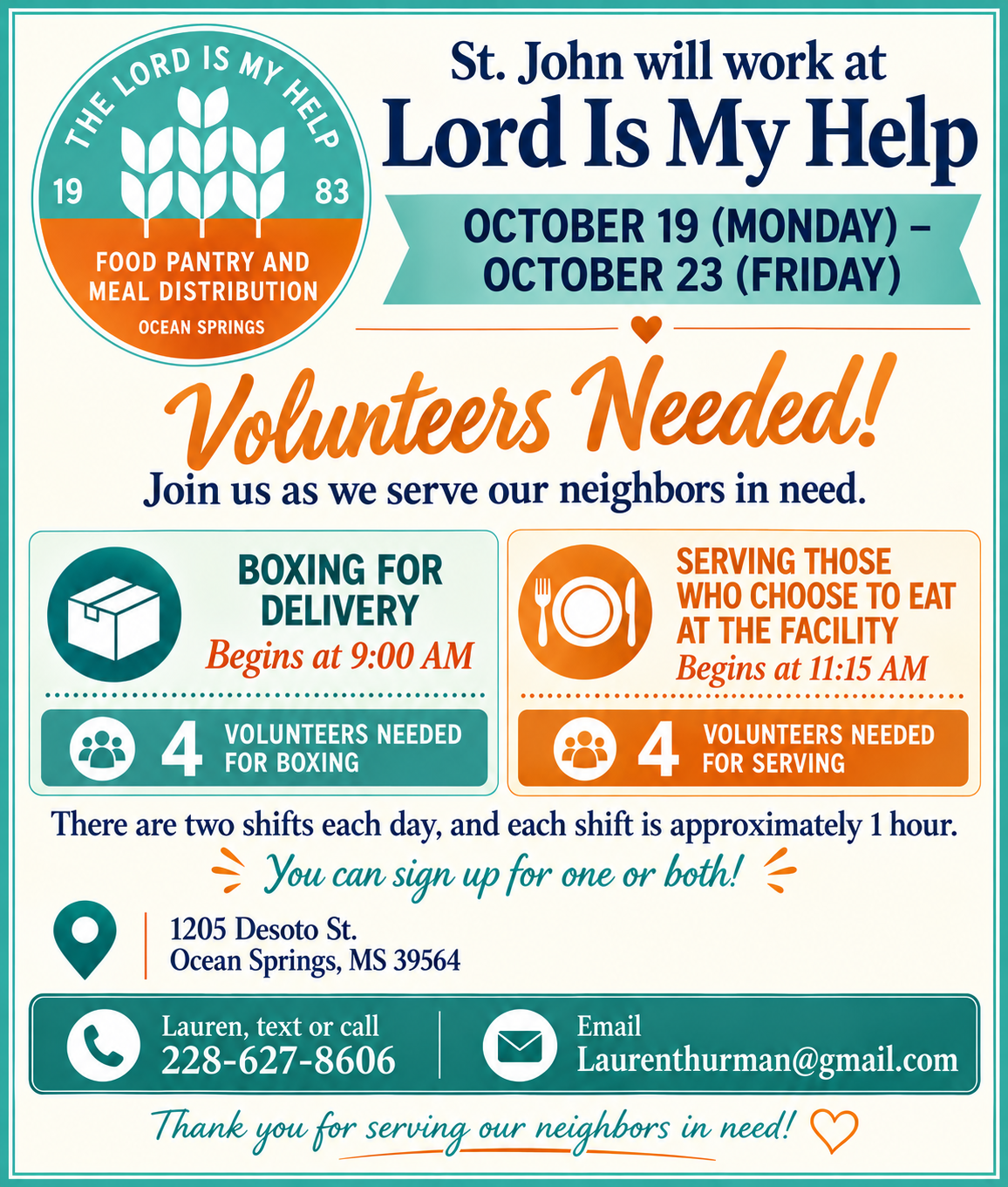 Community Food Pantry Volunteer Flyer