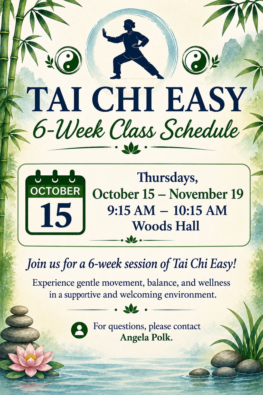 Tai Chi Easy Wellness Class Flyer