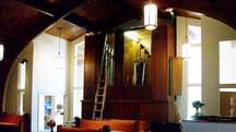 Organ pipes being removed at former St. John's sanctuary