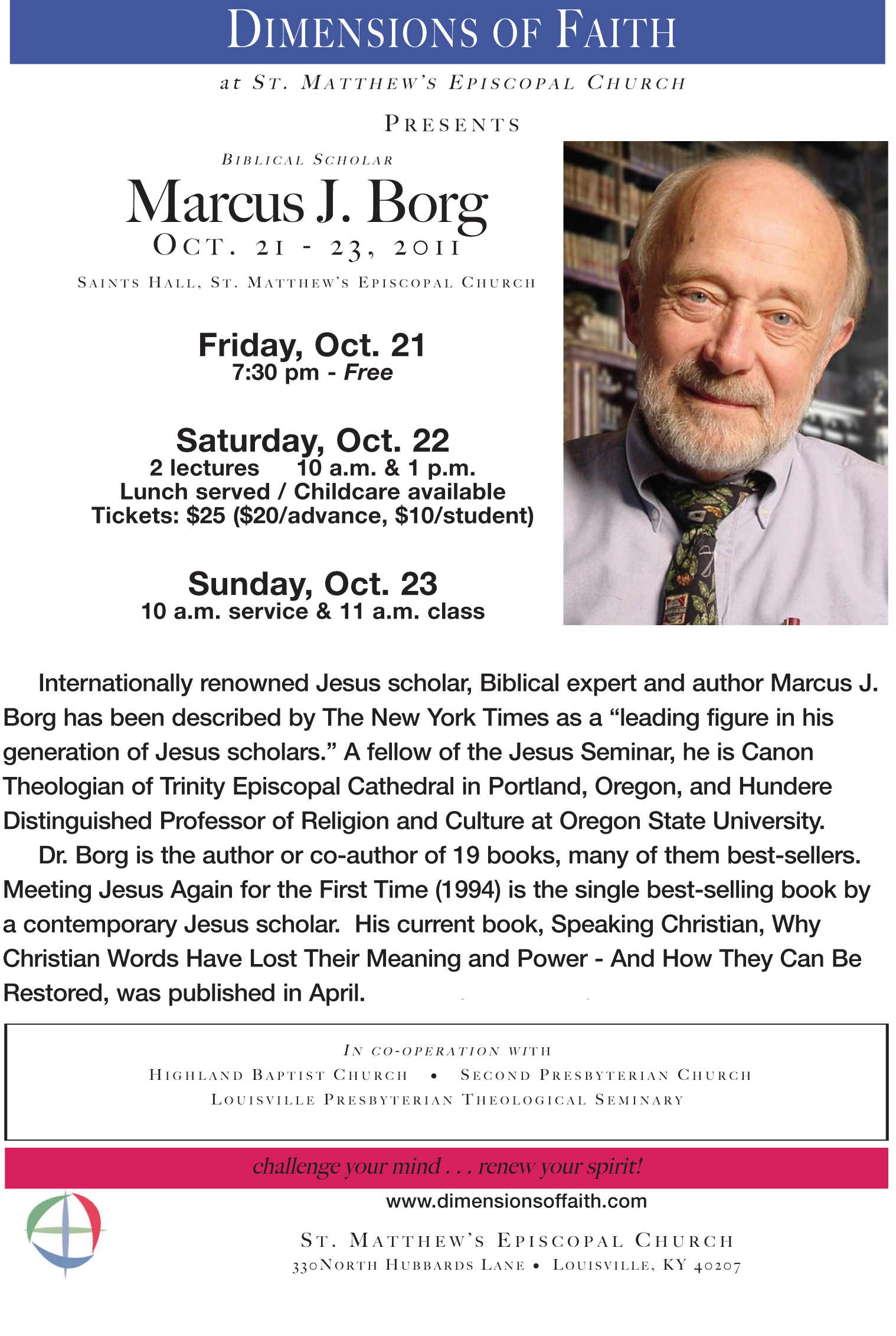Photo of Marcus Borg Lecture Series Flyer