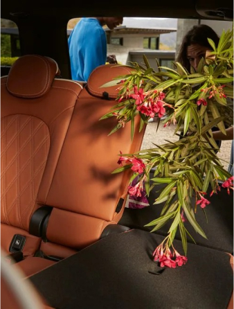 The MINI Countryman SAV’s leather upholstery in the back seats.