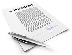 Illustrated stock image of a signed agreement document