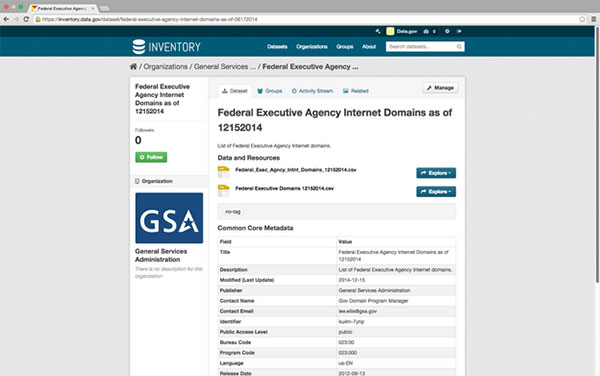 Screen capture of dataset hosting