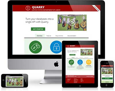 The Department of Labor's Quarry API seen on the screens of various devices