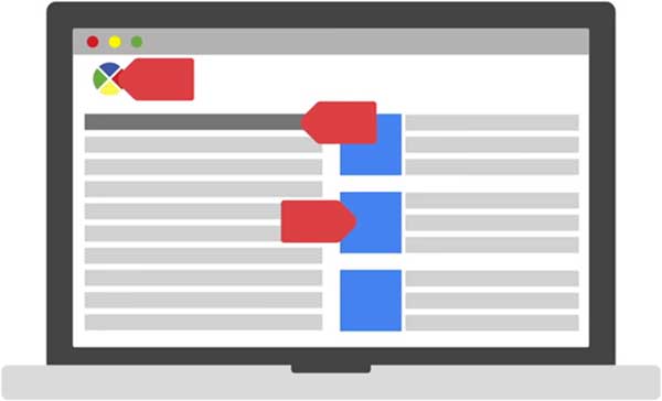 An illustration of the Google Tag Manager tool on a laptop.