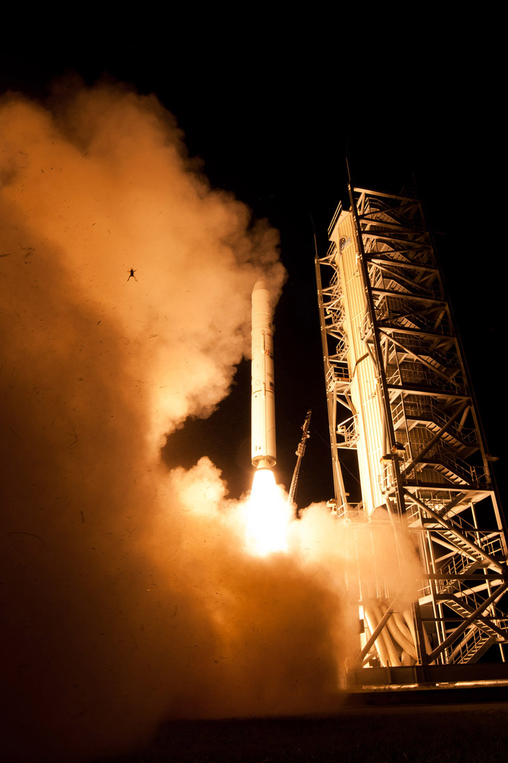 September 6, 2013. A still camera on a sound trigger captured this intriguing photo of an airborne frog as NASA's LADEE spacecraft lifts off from Pad 0B at Wallops Flight Facility in Virginia. The photo team confirms the frog is real and was captured in a single frame by one of the remote cameras used to photograph the launch. The condition of the frog, however, is uncertain.