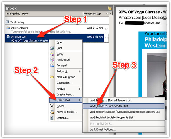 Whitelisting in 2003 Outlook