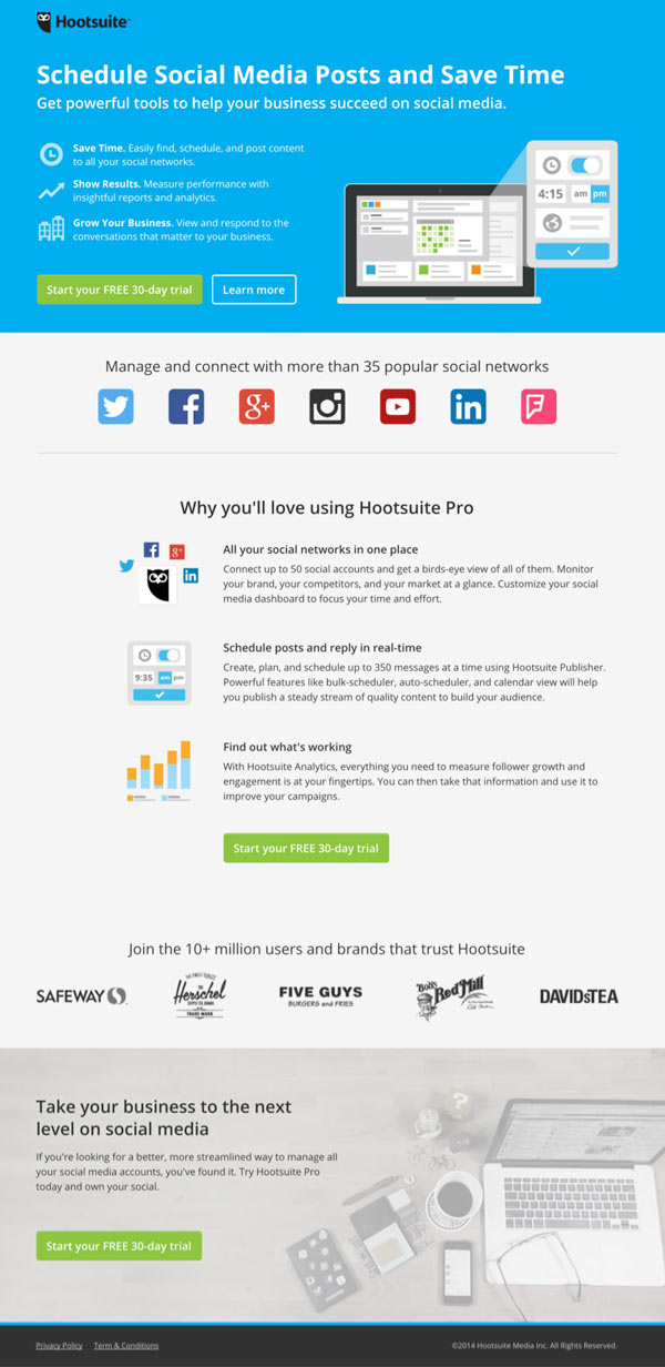 Hootsuite Landing Page