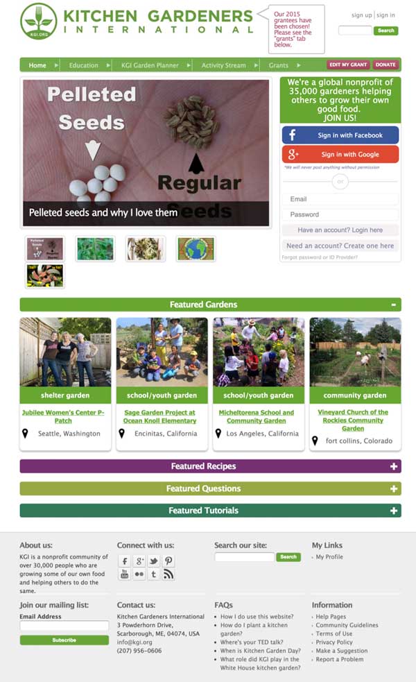 Kitchen Gardeners Landing Page