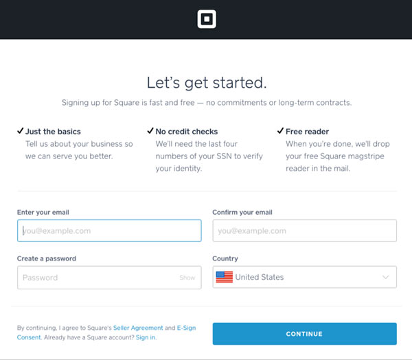 Square Landing page