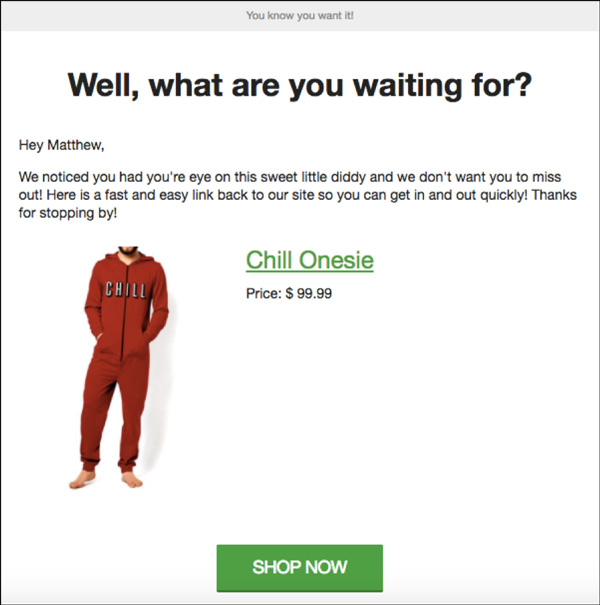 Paragon Apparel automated email example