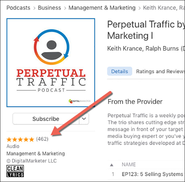 An image example from DigitalMarketer's "How to Launch a Podcast" post that shows our technique for quickly generating reviews worked