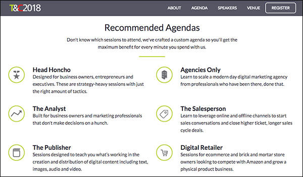 Recommended Agenda for Traffic & Conversion Summit 2018