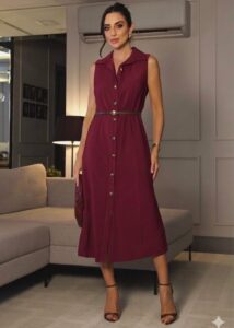 VESTIDO CHEMISE VINHO