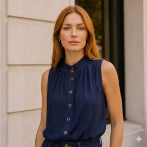 BLUSA VISCOSE AZUL MARINHO