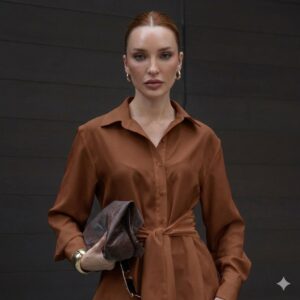 CAMISA CREPE AMARRAÇÃO MARROM