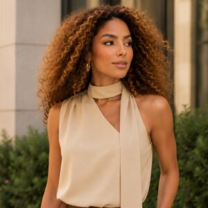 BLUSA CREPE BEGE