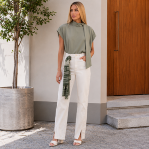 CALÇA MR RETA ACOMPANHA LENÇO OFF WHITE